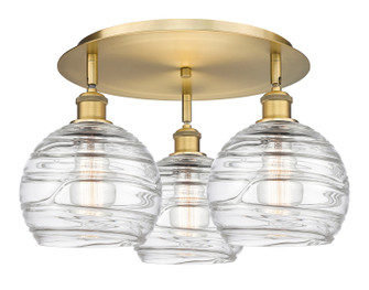 Downtown Urban Three Light Flush Mount in Brushed Brass (405|516-3C-BB-G1213-8)