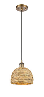 Downtown Urban One Light Pendant in Brushed Brass (405|516-1P-BB-RBD-8-NAT)
