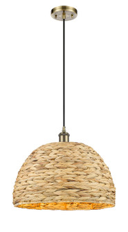 Downtown Urban One Light Pendant in Antique Brass (405|516-1P-AB-RBD-16-NAT)