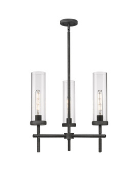 Downtown Urban Three Light Pendant in Weathered Zinc (405|471-3CR-WZ-G471-12CL)