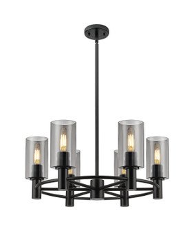 Downtown Urban Six Light Chandelier in Matte Black (405|434-6CR-BK-G434-7SM)
