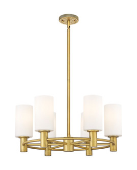 Downtown Urban Six Light Chandelier in Brushed Brass (405|434-6CR-BB-G434-7WH)