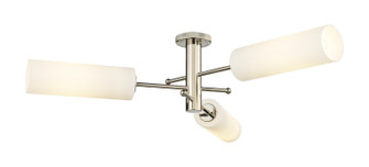 Downtown Urban Three Light Semi-Flush Mount in Polished Nickel (405|434-3F-PN-G434-12WH)