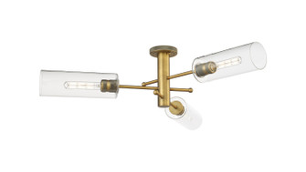 Downtown Urban Three Light Semi-Flush Mount in Brushed Brass (405|434-3F-BB-G434-12CL)