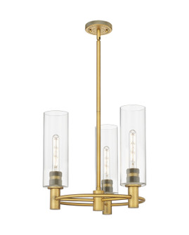 Downtown Urban Three Light Pendant in Brushed Brass (405|434-3CR-BB-G434-12CL)