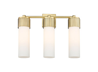 Downtown Urban Three Light Bath Vanity in Brushed Brass (405|428-3W-BB-G428-12WH)
