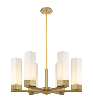 Downtown Urban LED Chandelier in Brushed Brass (405|427-6CR-BB-G427-14WH)