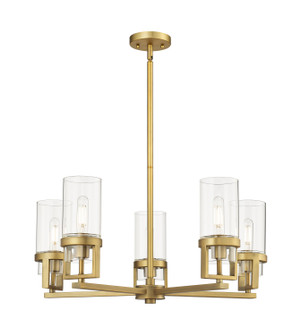 Downtown Urban LED Chandelier in Brushed Brass (405|426-5CR-BB-G426-8CL)
