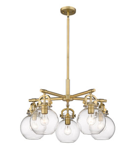 Downtown Urban Five Light Chandelier in Brushed Brass (405|410-5CR-BB-G410-7CL)