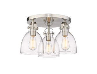 Downtown Urban Three Light Semi-Flush Mount in Satin Nickel (405|410-3F-SN-G412-7CL)