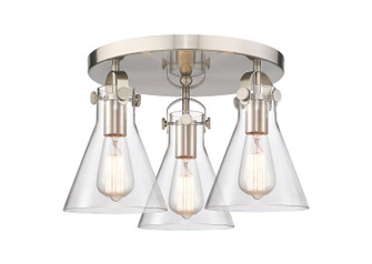 Downtown Urban Three Light Semi-Flush Mount in Satin Nickel (405|410-3F-SN-G411-7CL)