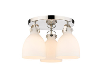 Downtown Urban Three Light Semi-Flush Mount in Polished Nickel (405|410-3F-PN-G412-7WH)