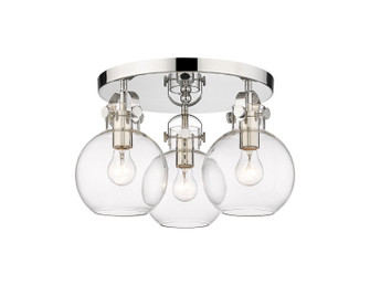 Downtown Urban Three Light Flush Mount in Polished Nickel (405|410-3F-PN-G410-7CL)