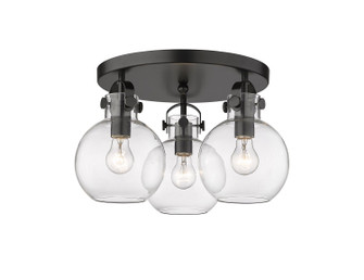 Downtown Urban Three Light Flush Mount in Matte Black (405|410-3F-BK-G410-7CL)