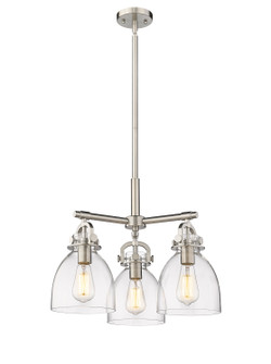 Downtown Urban Three Light Pendant in Satin Nickel (405|410-3CR-SN-G412-7CL)
