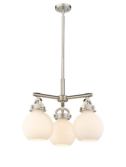 Downtown Urban Three Light Pendant in Satin Nickel (405|410-3CR-SN-G410-7WH)