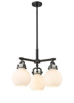 Downtown Urban Three Light Pendant in Matte Black (405|410-3CR-BK-G410-7WH)