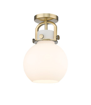 Downtown Urban One Light Semi-Flush Mount in Brushed Brass (405|410-1F-BB-G410-8WH)