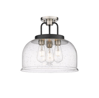 Downtown Urban Three Light Semi-Flush Mount in Black Satin Nickel (405|239-3C-BSN-G239-15SDY)