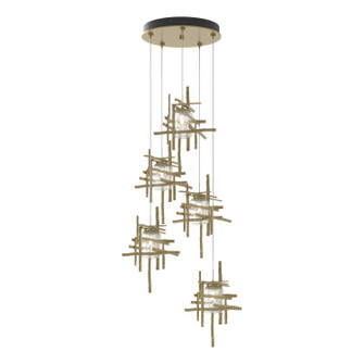 Tura Tura 5-Light Seeded Glass Pendant in Modern Brass (39|131126-SKT-STND-86-II0728)
