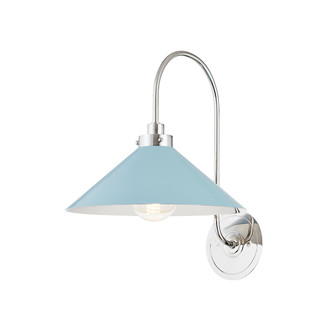 Clivedon One Light Wall Sconce in Polished Nickel/Blue Bird (70|MDS1400-PN/BB)