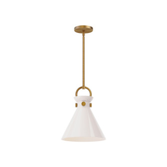 Emerson One Light Pendant in Aged Gold/Glossy Opal Glass (452|PD412511AGGO)