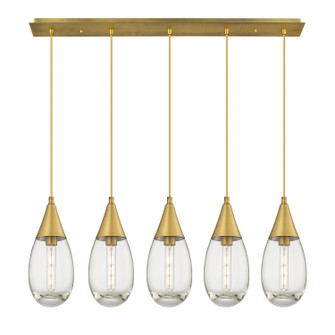 Downtown Urban Five Light Linear Pendant in Brushed Brass (405|125-450-1P-BB-G450-6CL)
