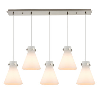 Downtown Urban Five Light Linear Pendant in Brushed Satin Nickel (405|125-410-1PS-SN-G411-8WH)