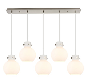Newton Six Light Linear Pendant in Brushed Satin Nickel (405|125-410-1PS-SN-G410-8WH)