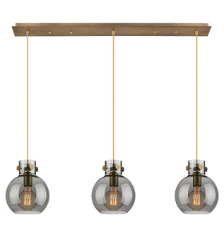 Newton Three Light Linear Pendant in Brushed Brass (405|123-410-1PS-BB-G410-8SM)