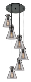 Downtown Urban Six Light Pendant in Matte Black (405|116-410-1PS-BK-G411-8SM)