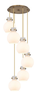 Newton Three Light Pendant in Brushed Brass (405|116-410-1PS-BB-G410-8WH) Newton Three Light Pendant in Brushed Brass (405|116-410-1PS-BB-G410-8WH)