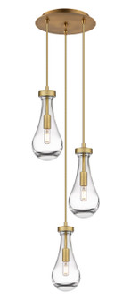 Downtown Urban Three Light Pendant in Brushed Brass (405|113-451-1P-BB-G451-5CL)