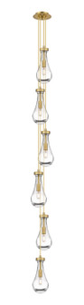 Downtown Urban Six Light Pendant in Brushed Brass (405|106-451-1P-BB-G451-5CL)