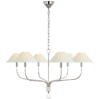 Griffin LED Chandelier in Polished Nickel and Parchment Leather (268|AL 5006PN/PAR-L)