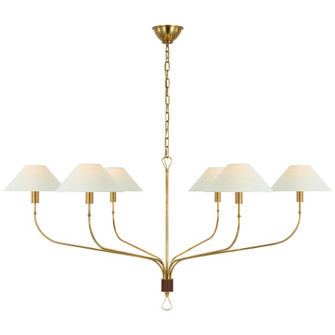 Griffin LED Chandelier in Hand-Rubbed Antique Brass and Saddle Leather (268|AL 5006HAB/SDL-L) Griffin LED Chandelier in Hand-Rubbed Antique Brass and Saddle Leather (268|AL 5006HAB/SDL-L)