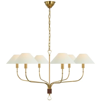 Griffin LED Chandelier in Hand-Rubbed Antique Brass and Saddle Leather (268|AL 5005HAB/SDL-L)