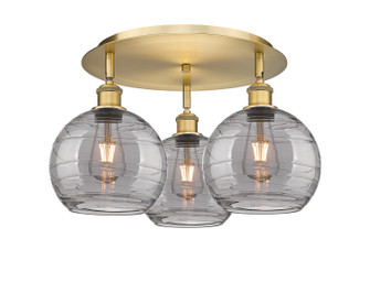 Downtown Urban Three Light Flush Mount in Brushed Brass (405|516-3C-BB-G1213-8SM)