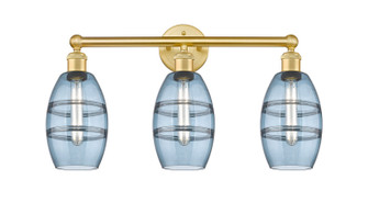 Edison Three Light Bath Vanity in Satin Gold (405|616-3W-SG-G557-6BL)