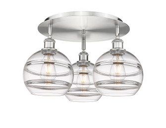 Downtown Urban Three Light Flush Mount in Satin Nickel (405|516-3C-SN-G556-8CL)