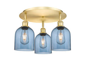 Ballston Three Light Flush Mount in Satin Gold (405|516-3C-SG-G558-6BL)