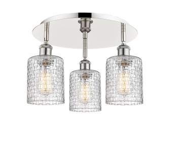 Downtown Urban Three Light Flush Mount in Polished Nickel (405|516-3C-PN-G112C-5CL)