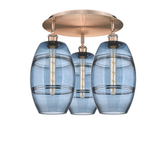 Ballston Three Light Flush Mount in Antique Copper (405|516-3C-AC-G557-8BL)