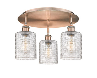 Downtown Urban Three Light Flush Mount in Antique Copper (405|516-3C-AC-G112C-5CL)