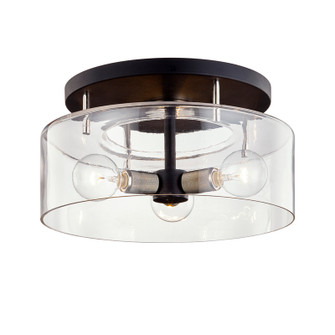 Bergamot Station Three Light Semi Flush Mount in Textured Black & Polish Nickel (67|C7552-TBK/PN)