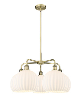 Ballston Five Light Chandelier in Antique Brass (405|516-5CR-AB-G1217-10WV)