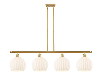 Ballston Four Light Island Pendant in Satin Gold (405|516-4I-SG-G1217-10WV)