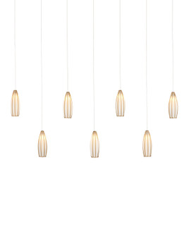 Parish Seven Light Pendant in White/Antique Brass/Silver (142|9000-1192)
