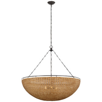 Clovis LED Chandelier in Aged Iron and Natural Wicker (268|CHC 5639AI/NTW)