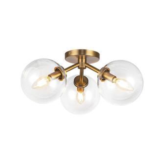 Cassia Three Light Semi-Flush Mount in Aged Gold/Clear Glass (452|SF549315AGCL)
